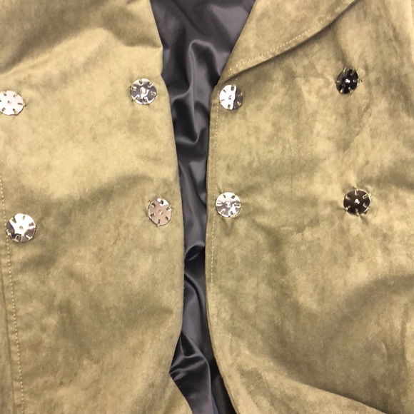 Karl Lagerfeld Olive Jacket Suede Coat Small New - Picture 11 of 16